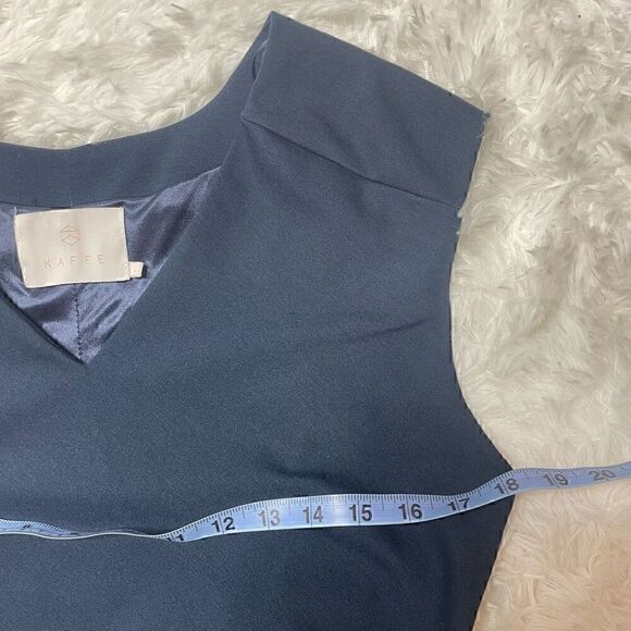 KAFFE Dress Sheath Navy Blue Size L Vneck Sleeveless Stretchy - Picture 5 of 11